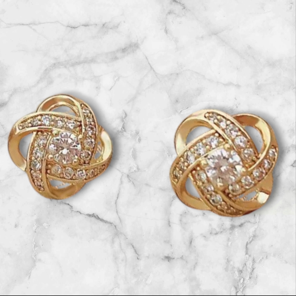 14K Gold CZ Earrings - Picture 2 of 6
